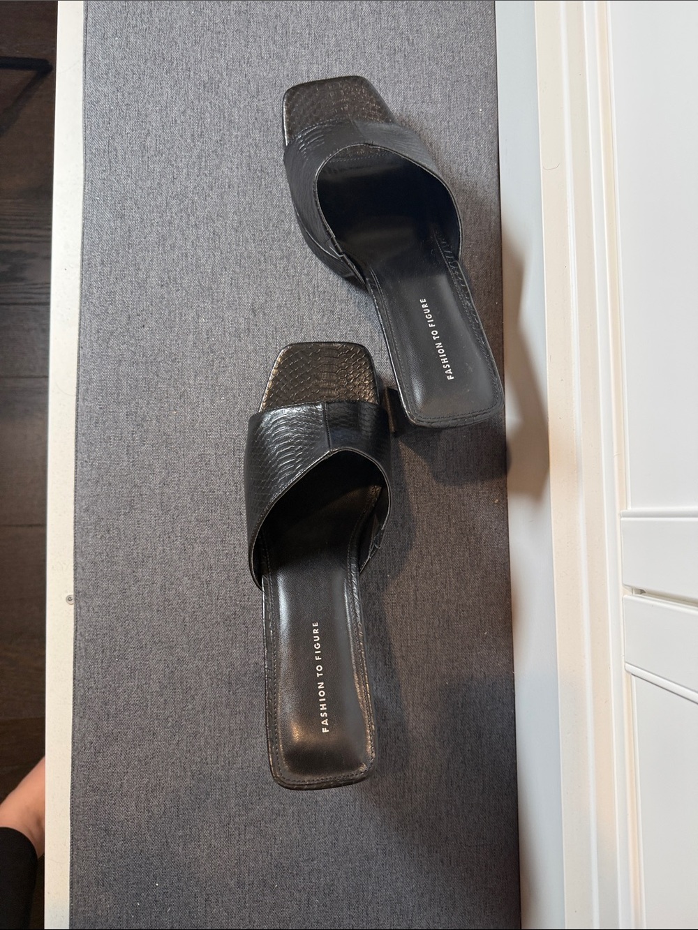 Fashion to Figure Black Textured Platform Mules - Picture 3 of 3